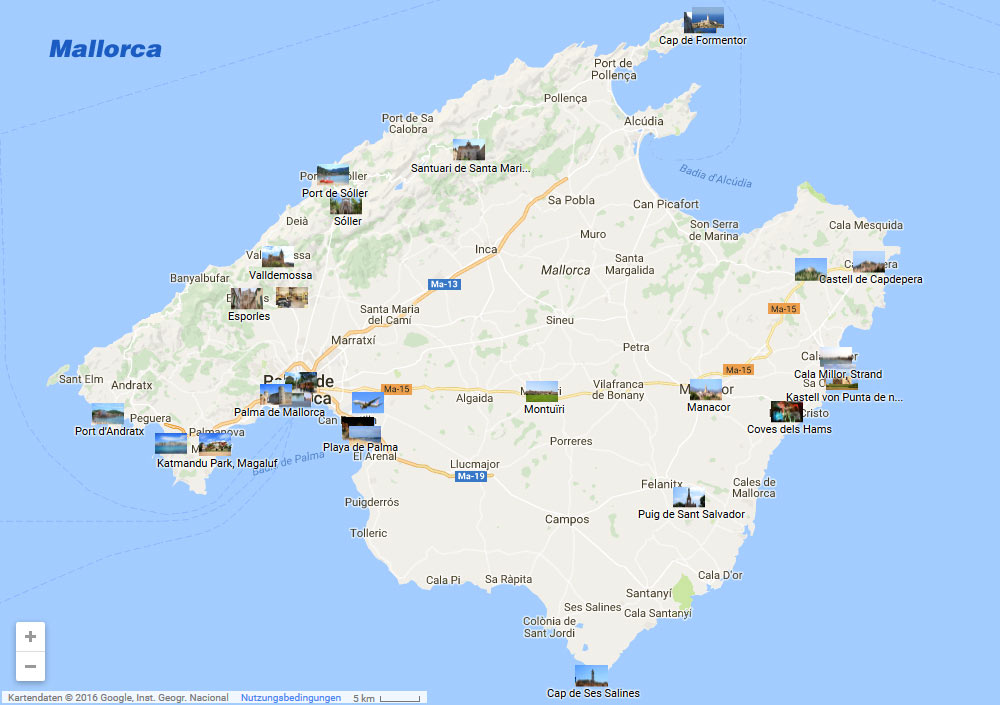 Die Sehenswürdigkeiten von Mallorca auf der interaktiven Karte