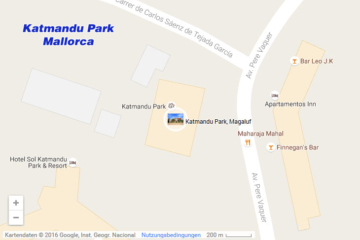 Der Katmandu Park in Magaluf auf der Karte von Mallorca