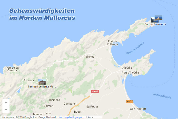 Die Sehenswürdigkeiten im Norden Mallorcas auf der interaktiven Karte